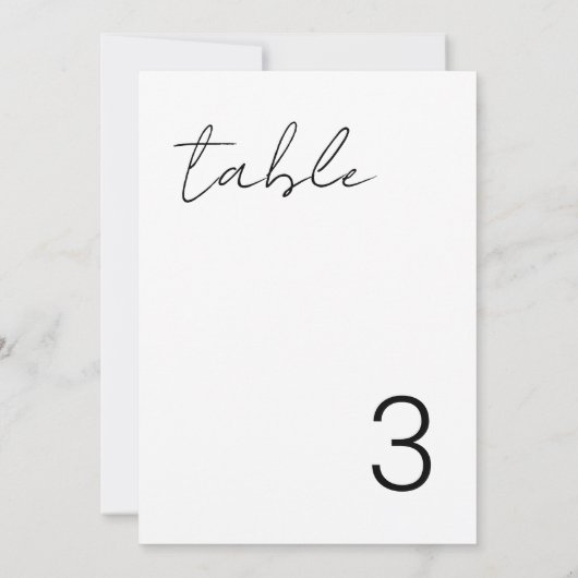 Delikate Minimalistische Einfache Tischnummer Kart (Rückseite)