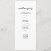 Delikate Minimalistische Hochzeitsprogramme Programm (Rückseite)