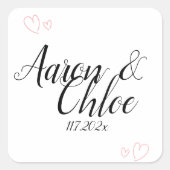 Delikate Minimalistische Kalligrafie Einladung zur Quadratischer Aufkleber (Vorderseite)