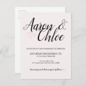 Delikate Minimalistische Kalligrafie-Hochzeit Einladungspostkarte (Vorne/Hinten)