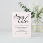 Delikate Minimalistische Kalligrafie-Hochzeit Einladungspostkarte (Stehend Vorderseite)