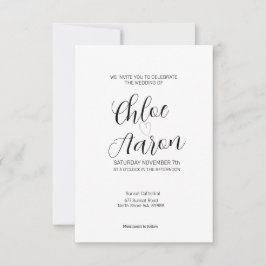 Delikate Minimalistische Kalligraphie Schwarz & We Einladung