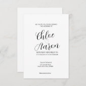 Delikate Minimalistische Kalligraphie Schwarz & We Einladung (Vorne/Hinten)