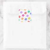 Delikate Minimalistische Regenbogen Blume Quadratischer Aufkleber (Tasche)