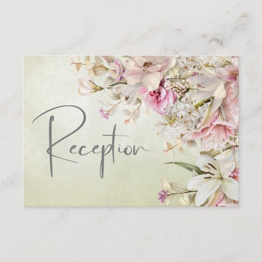 Delikate Moderne rosa Rose & Lily Green Begleitkarte (Vorderseite)