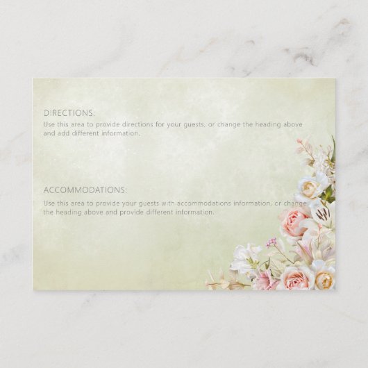 Delikate moderne rosa Rose Lily Green Details Begleitkarte (Rückseite)