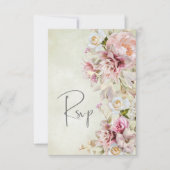 Delikate Moderne rosa Rose & Lily Green RSVP Karte (Vorderseite)