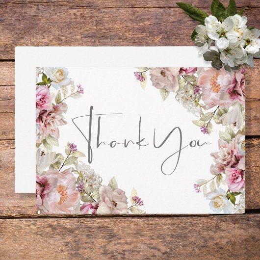 Delikate Moderne rosa Rose & Lily Wedding Dankeskarte