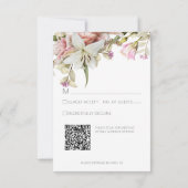 Delikate Moderne rosa Rose & Lily Wedding RSVP Karte (Rückseite)
