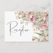 Delikate Moderne rosafarbene Rose & Lily Empfang Begleitkarte (Vorderseite)