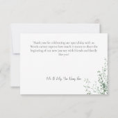 Delikate, moderne tropische Regenwaldfolien Dankeskarte (Rückseite)