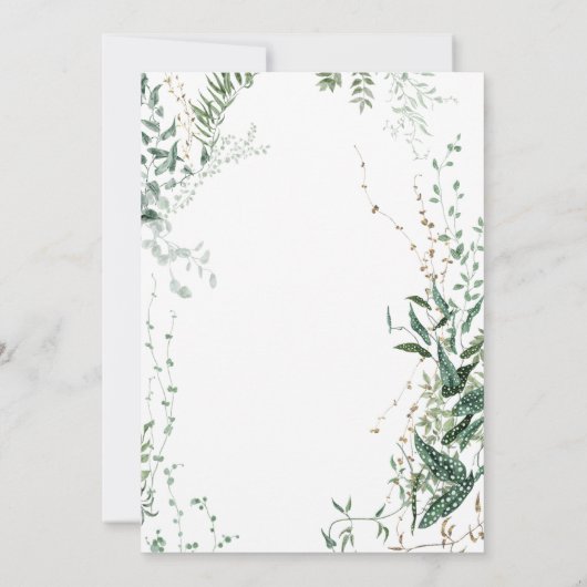 Delikate, moderne tropische Regenwaldfolien Einladung (Rückseite)