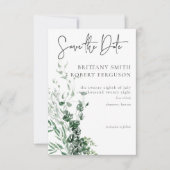 Delikate, moderne tropische Regenwaldfolien Save The Date (Vorderseite)