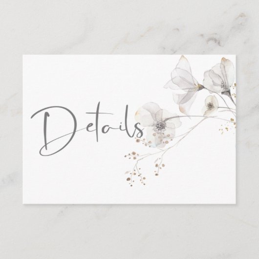 Delikate, moderne, weiße Grau- und Goldflordetails Begleitkarte (Vorderseite)