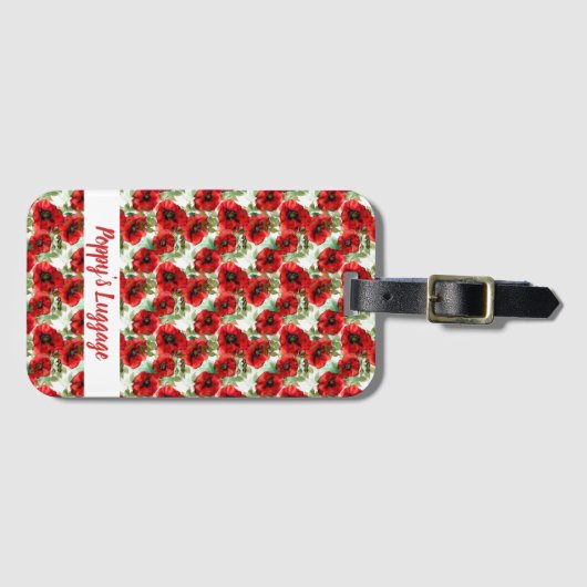 Delikate Mohnmuster Gepäckanhänger (Vorderseite (Horizontal))