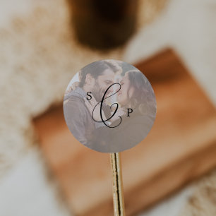 Delikate Monogram Foto Wedding Umschlag Aufkleber