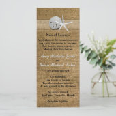 Delikate Muscheln auf Burlap einzigartige Beach We Einladung (Stehend Vorderseite)