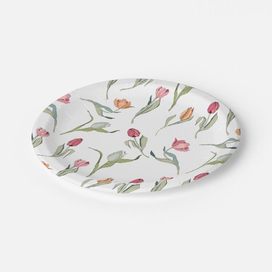 Delikate Niedliche Blume Pappteller (Schrägansicht)