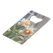 Delikate niedliche Narzissen Geldbeutel Flaschenöffner (Rückseite Schrägansicht)