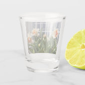 Delikate niedliche Narzissen Schnapsglas (Rückseite)