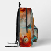 Delikate Orange-Blume Bedruckter Rucksack (Links)