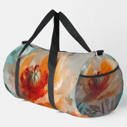 Delikate Orange-Blume Duffle Bag (Rechte Ecke)