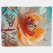 Delikate Orange-Blume Fleecedecke (Vorderseite (Horizontal))