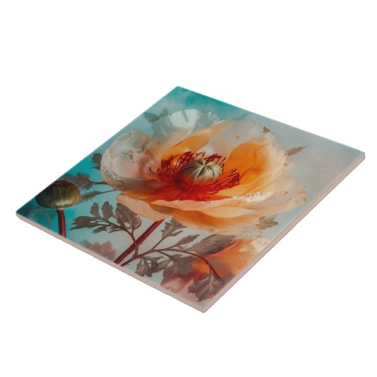 Delikate Orange-Blume Fliese (Seite)