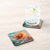 Delikate Orange-Blume Getränkeuntersetzer (Rechte Seite)