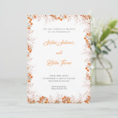 Delikate Orange Blume Hübsche White Wedding Einladung (Stehend Vorderseite)