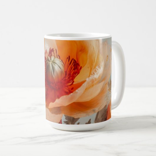 Delikate Orange-Blume Kaffeetasse (VorderseiteRechts)
