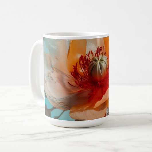 Delikate Orange-Blume Kaffeetasse (Vorderseite Links)