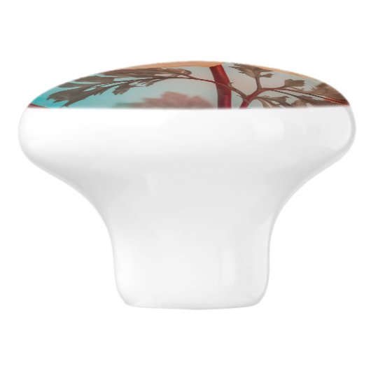 Delikate Orange-Blume Keramikknauf (Seitenansicht)