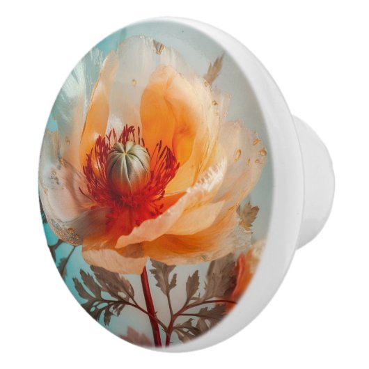 Delikate Orange-Blume Keramikknauf (Rechts)