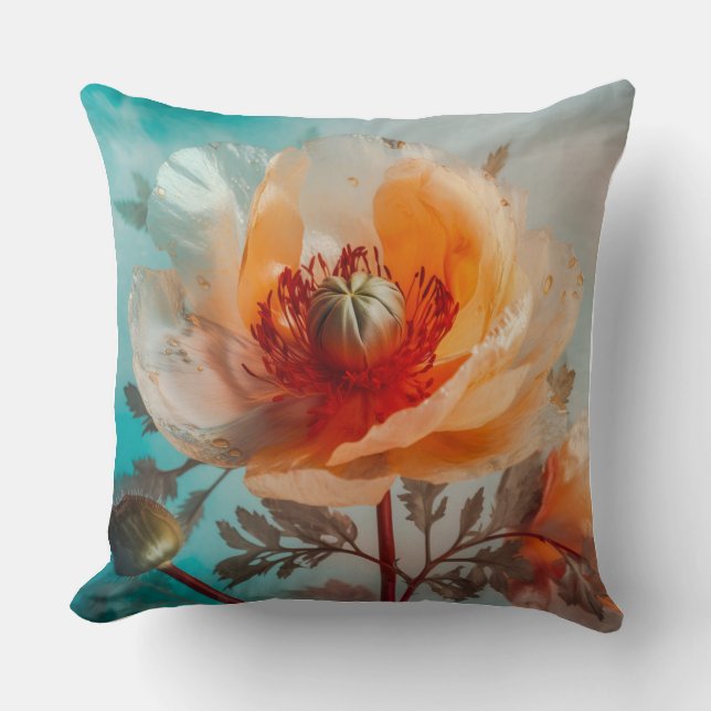 Delikate Orange-Blume Kissen (Vorderseite)