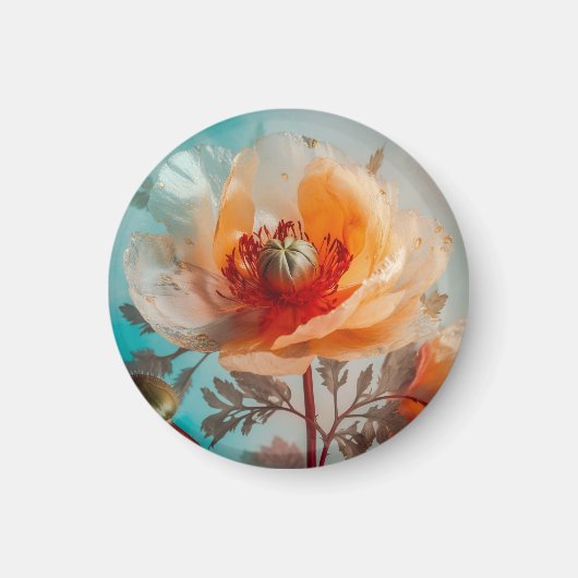 Delikate Orange-Blume Magnet (Vorne)