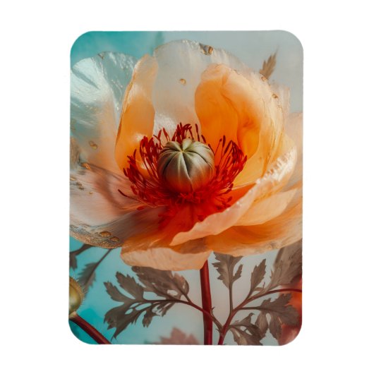 Delikate Orange-Blume Magnet (Vertikal)