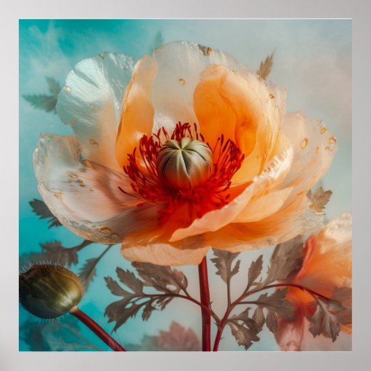 Delikate Orange-Blume Poster (Vorne)