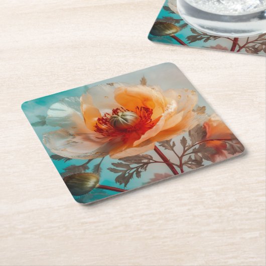 Delikate Orange-Blume Rechteckiger Pappuntersetzer (angewinkelt)