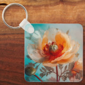 Delikate Orange-Blume Schlüsselanhänger (Vorderseite)