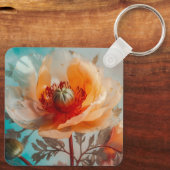 Delikate Orange-Blume Schlüsselanhänger (Rückseite)