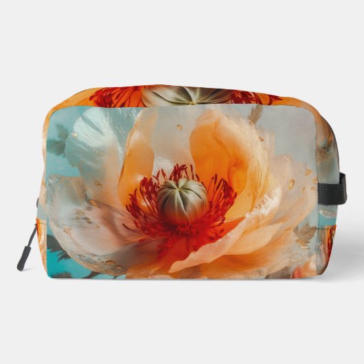 Delikate Orange-Blume Waschbeutel (Rückseite)