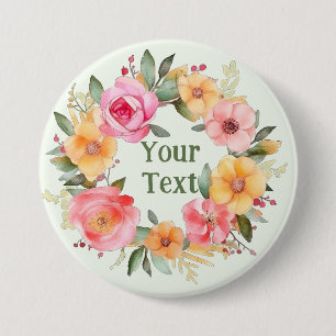 Delikate Orange Blume Wreath Lapel Emblem Button