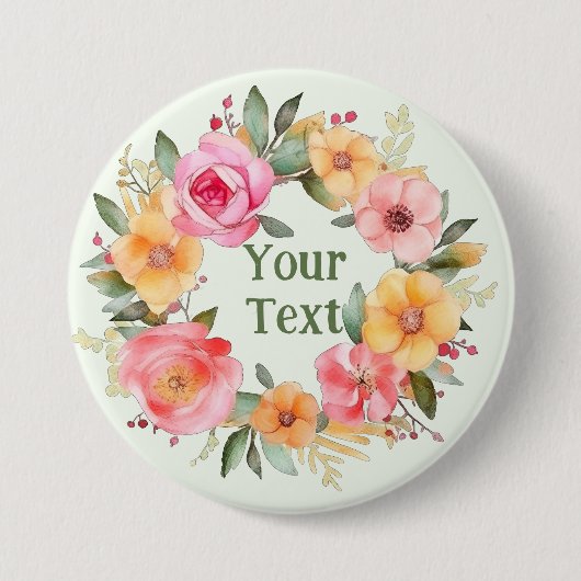 Delikate Orange Blume Wreath Lapel Emblem Button (Vorderseite)