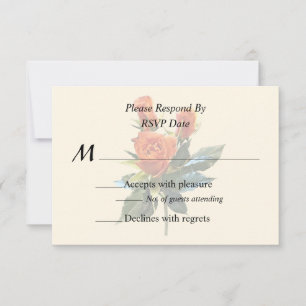 Delikate Orangefarbene Rosenknospe Hochzeitsartike RSVP Karte