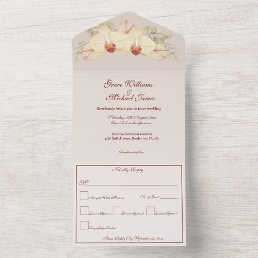 Delikate Orchid-Blume All In One Einladung (Innen Boden)