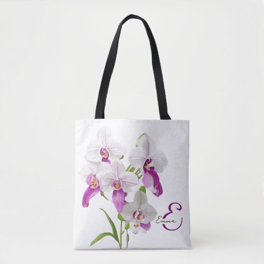 Delikate Orchid-Blume Monogramm Tasche (Vorderseite)