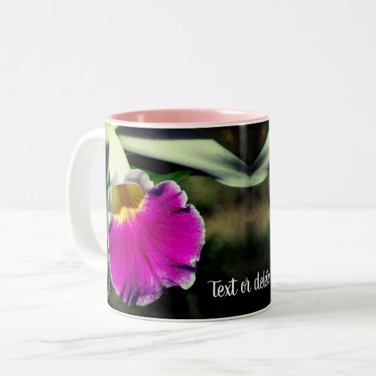 Delikate Orchid-Blume Personalisiert Zweifarbige Tasse (Vorderseite Links)