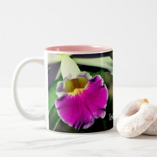 Delikate Orchid-Blume Personalisiert Zweifarbige Tasse (Mit Donut)