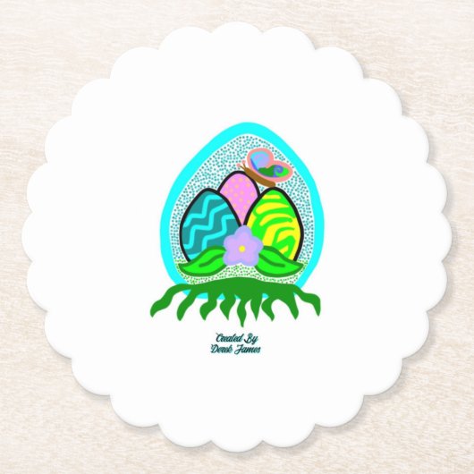 Delikate Ostereier Scalloped Round Untersetzer (Vorderseite)